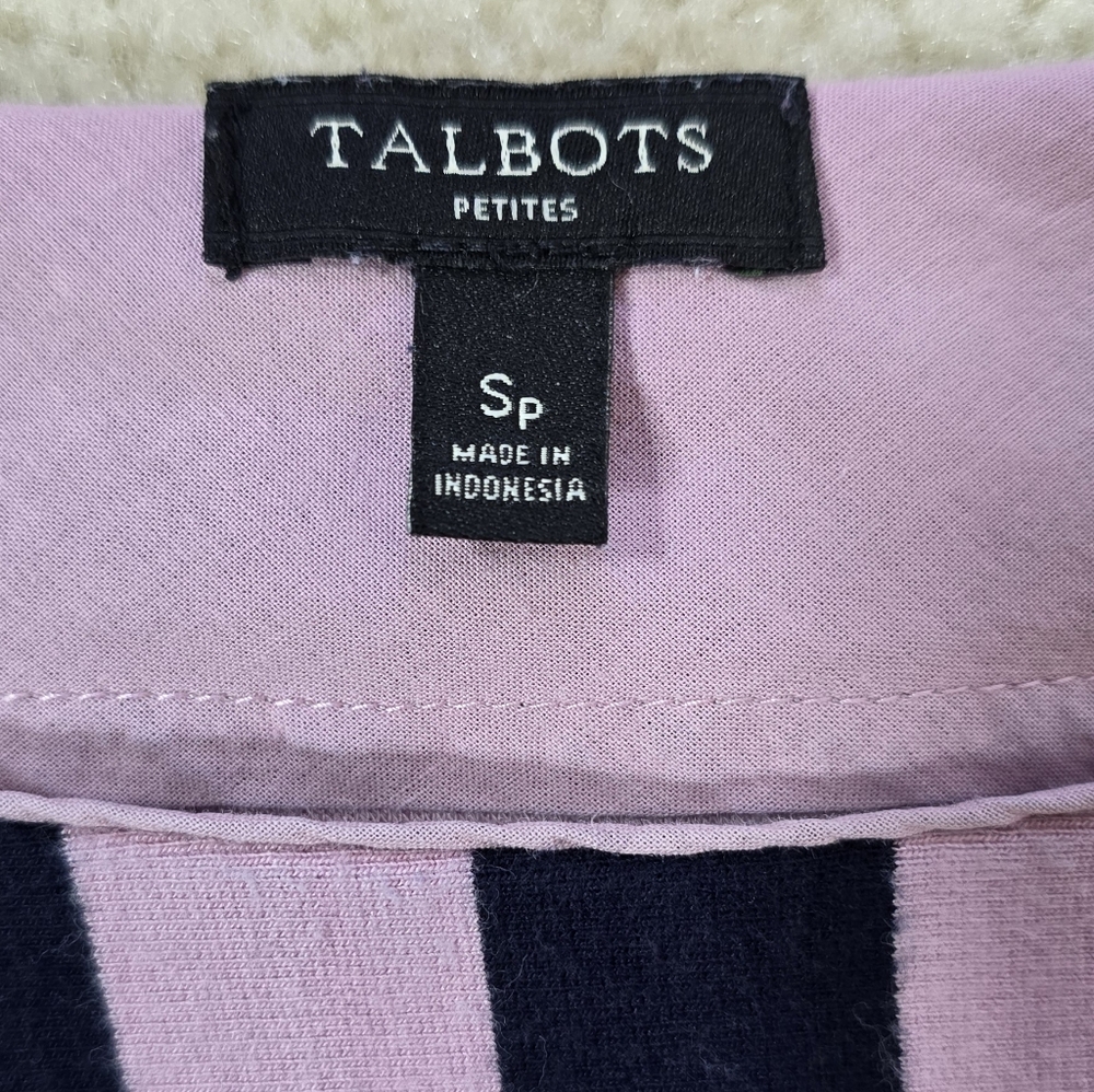 💛 2 / $30 SALE  Talbots Black and Lavender Striped Top - Picture 5 of 6